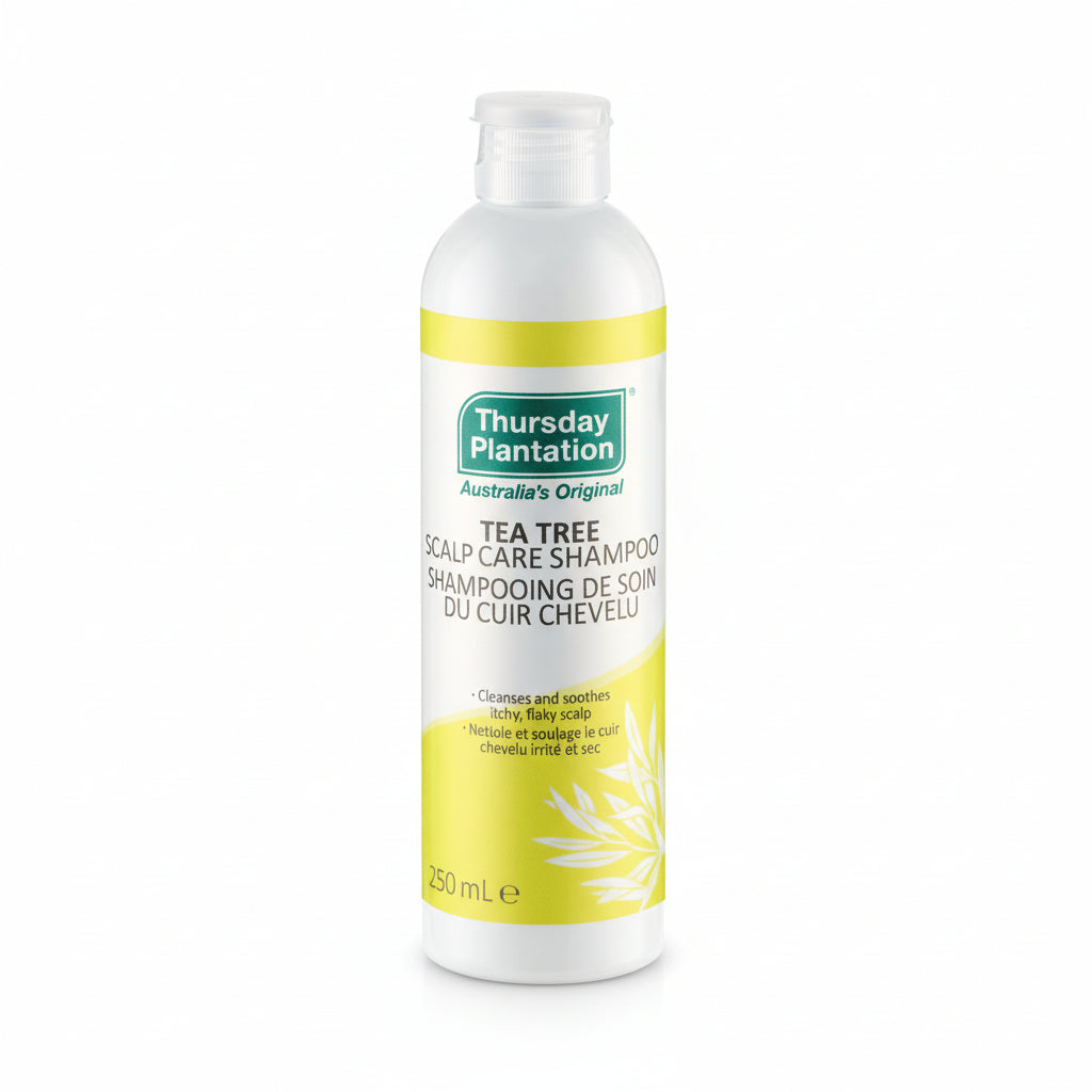 Thursday Plantation Tea Tree Scalp Care Shampoo bottle on a white background